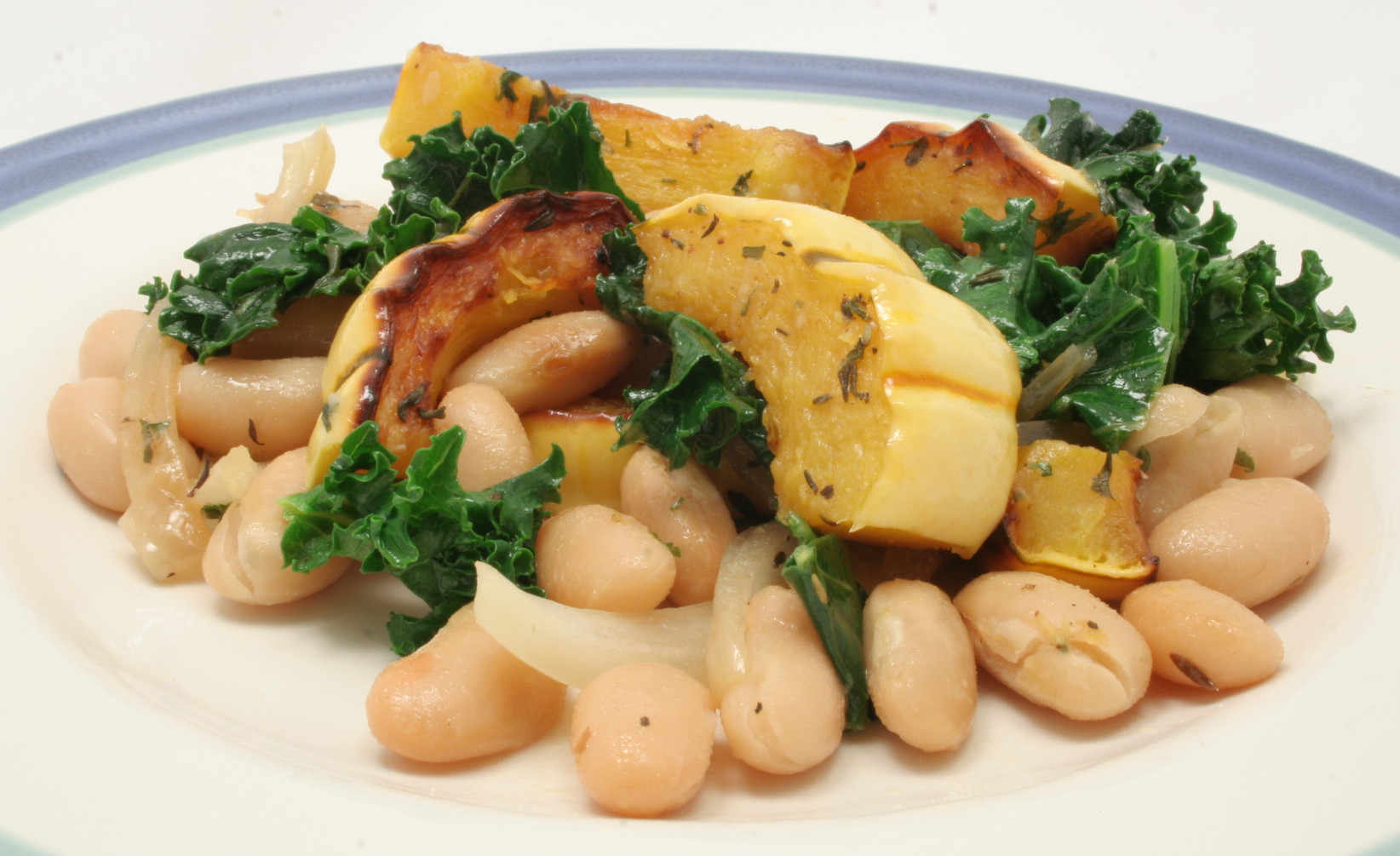 Delicata Squash with Kale and Beans