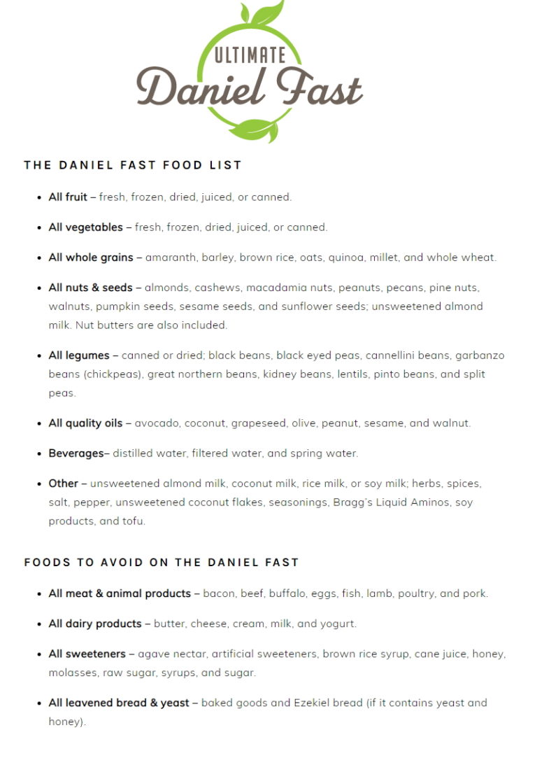 daniel fast food list – Ultimate Daniel Fast